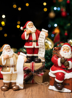 跨境新品圣诞老人圣诞装饰品家居客厅圣诞桌面道具摆件树脂工艺品