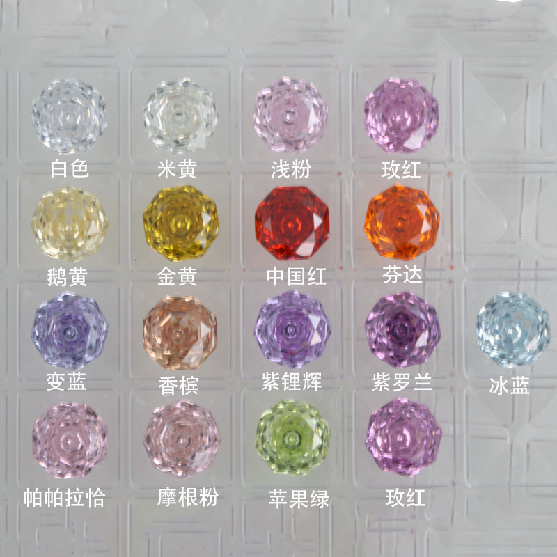彩色千禧切玫瑰花千玺八边形锆石 圆形合成氧化锆宝石现货