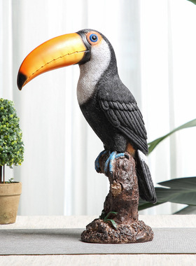 美式创意大嘴鸟摆件仿真小动物客厅电视柜家居摆设北欧酒柜装饰品