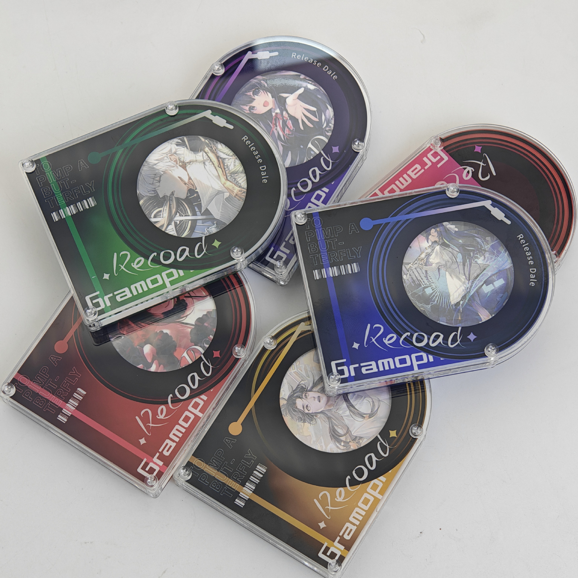 亚克力唱片吧唧砖桌面谷美展示架收纳盒二次元动漫周边高颜值摆件