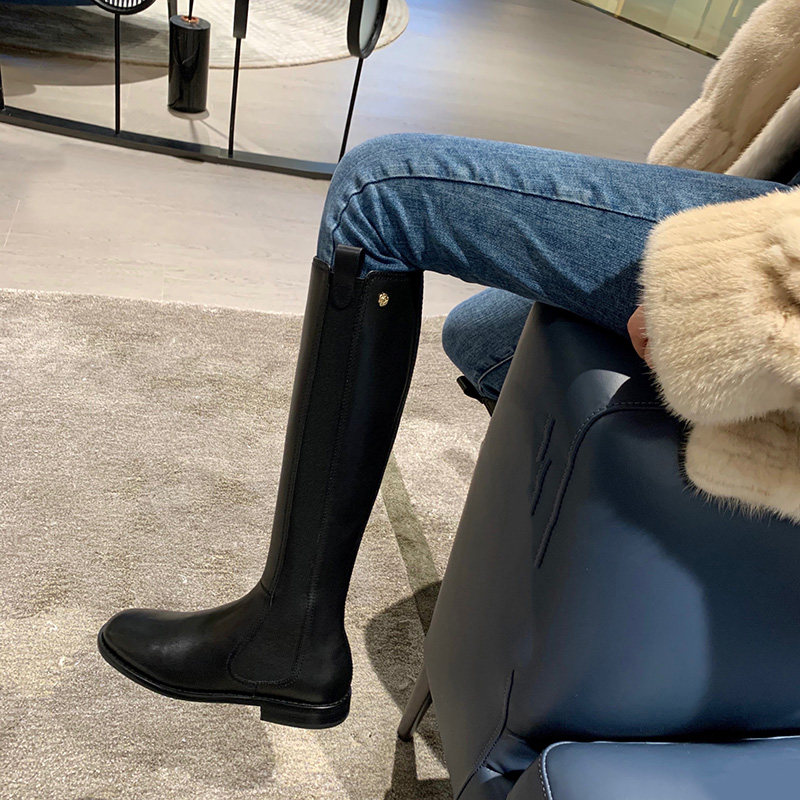 小香风显瘦长筒靴英伦风2025秋冬新款不过膝骑士靴平底高筒长靴女,女鞋,马丁靴,淘宝优惠券,粉丝福利购,淘宝优惠卷