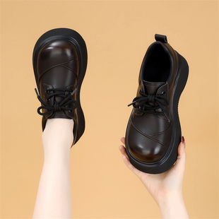 加绒百搭舒适软底单鞋 春秋时尚 不累脚 女2025新款 英伦风厚底乐福鞋