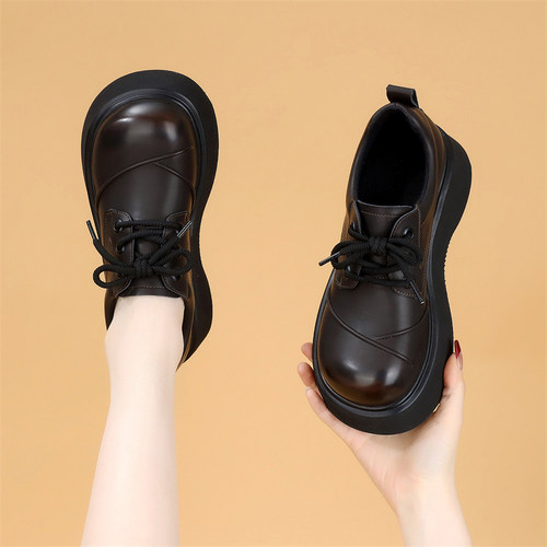 厚底乐福鞋女软底透气小皮鞋