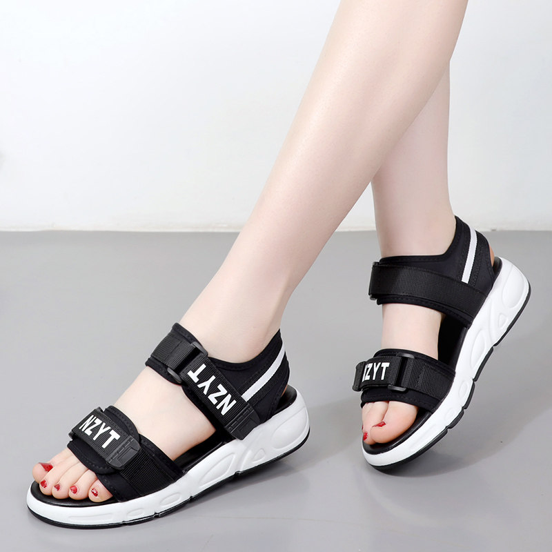 运动凉鞋女休闲夏季2021年新款女士软底魔术贴学生平底沙滩鞋女鞋