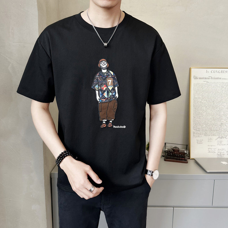 夏季时尚男士拼布短袖t恤休闲圆领半袖百搭上衣T88015-特P48,男装T恤,电商A239