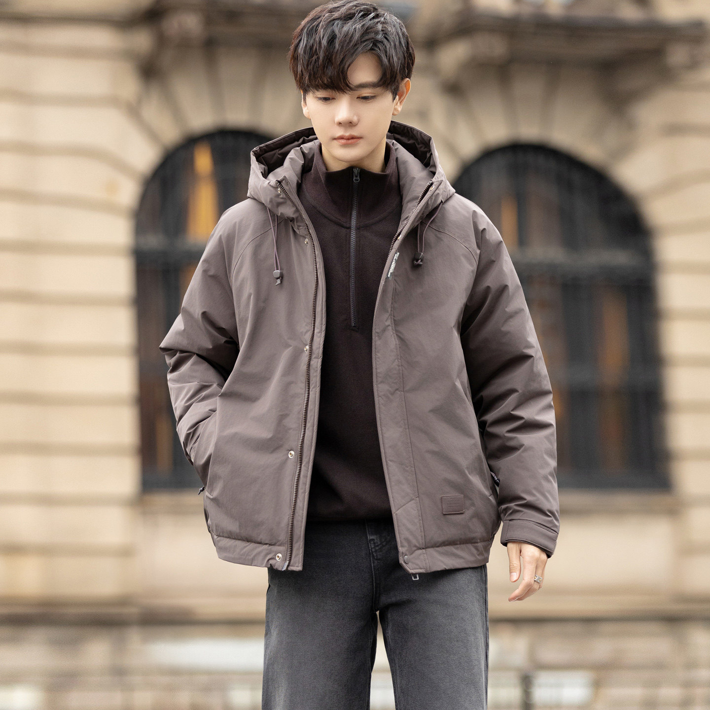 标连帽羽绒服男冬季潮流休闲短款外套男士夹克Y2523-P198,男装夹克,电商A239