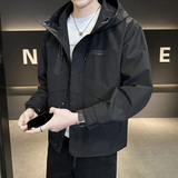 秋季潮牌连帽工装夹克冲锋衣外套男潮流帅气休闲上衣服JK77-P120，男装夹克，电商A239