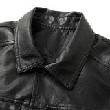 春季短款皮衣翻领外套男韩版修身机车皮夹克P6640-P145，男装夹克，电商A239
