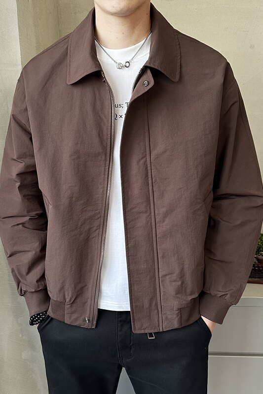 春季翻领纯色休闲夹克外套男韩版潮流百搭上衣外套JK6505-P125,男装夹克,电商A239