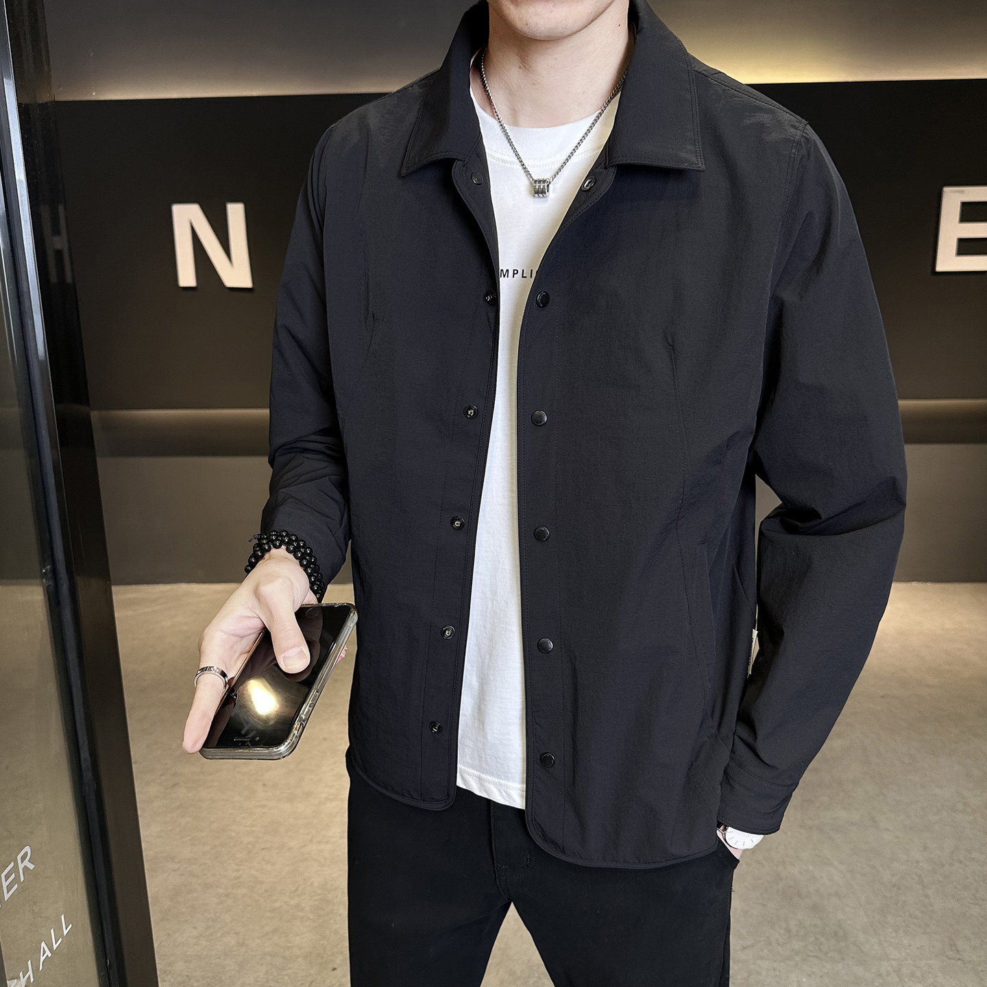 男士翻领夹克春秋休闲风简约百搭外套潮流男装上衣JK2607-P128,男装夹克,电商A239