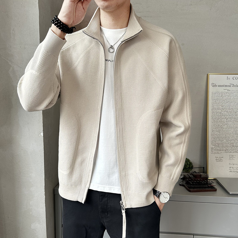 2026春莱赛尔立领毛衣开衫男士秋季休闲短款毛衣外套K7719-P130,男装针织衫/毛衣,电商A239