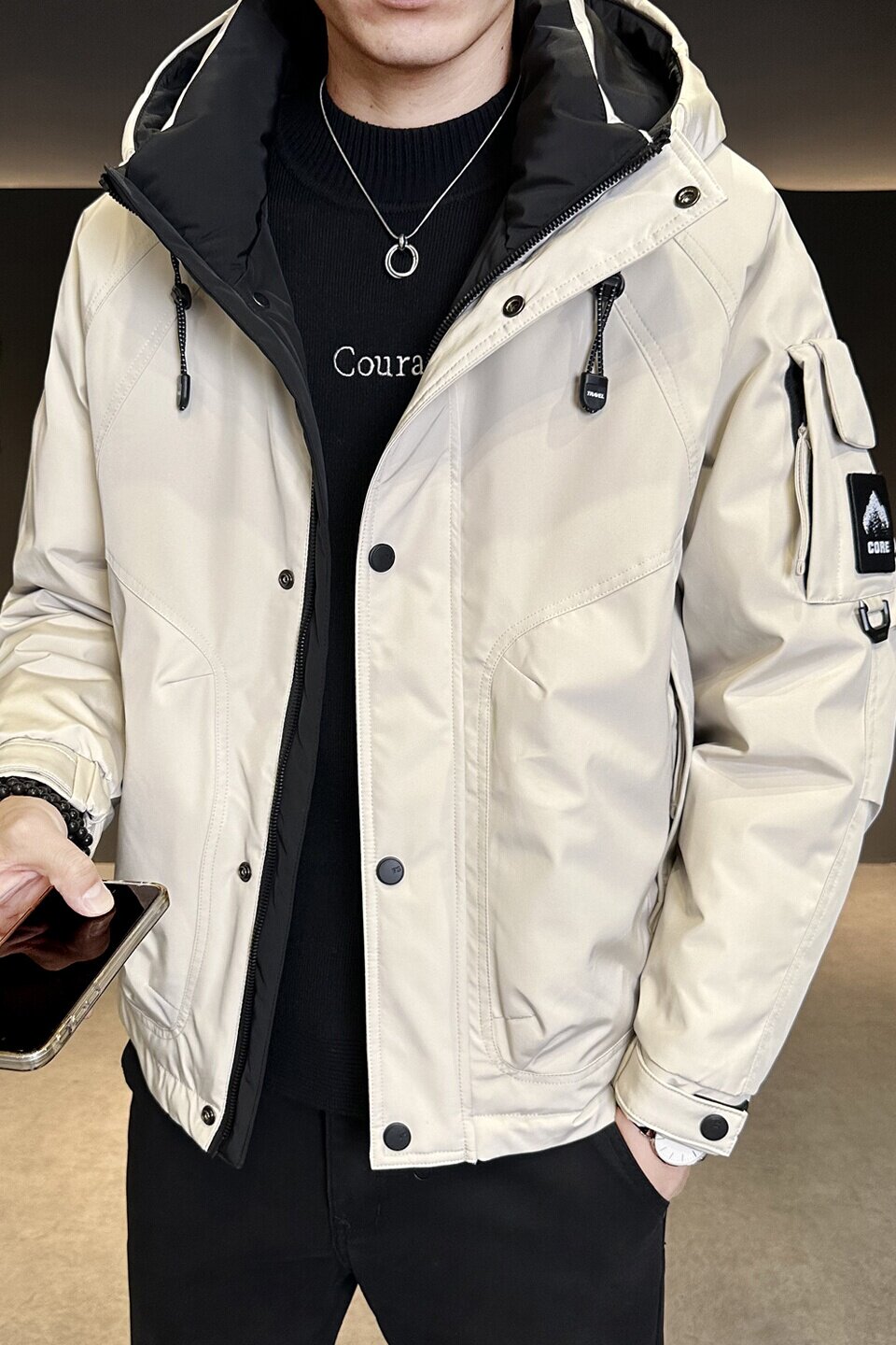 冬季新款工装羽绒服男短款保暖羽绒外套夹克YR171-P215,男装夹克,电商A239