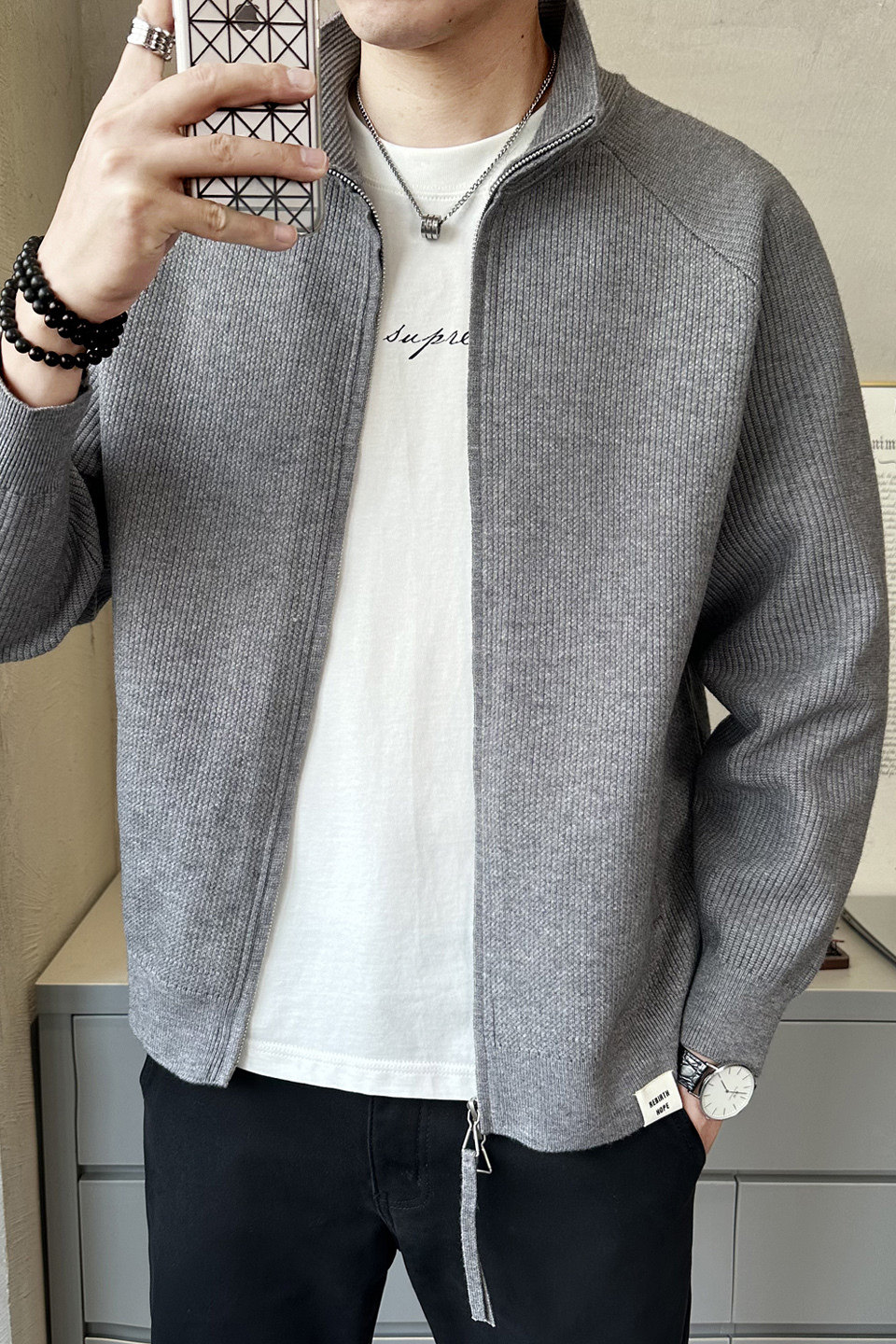 2026春季立领毛衣开衫男士休闲短款毛衣外套K7732-P135,男装针织衫/毛衣,电商A239
