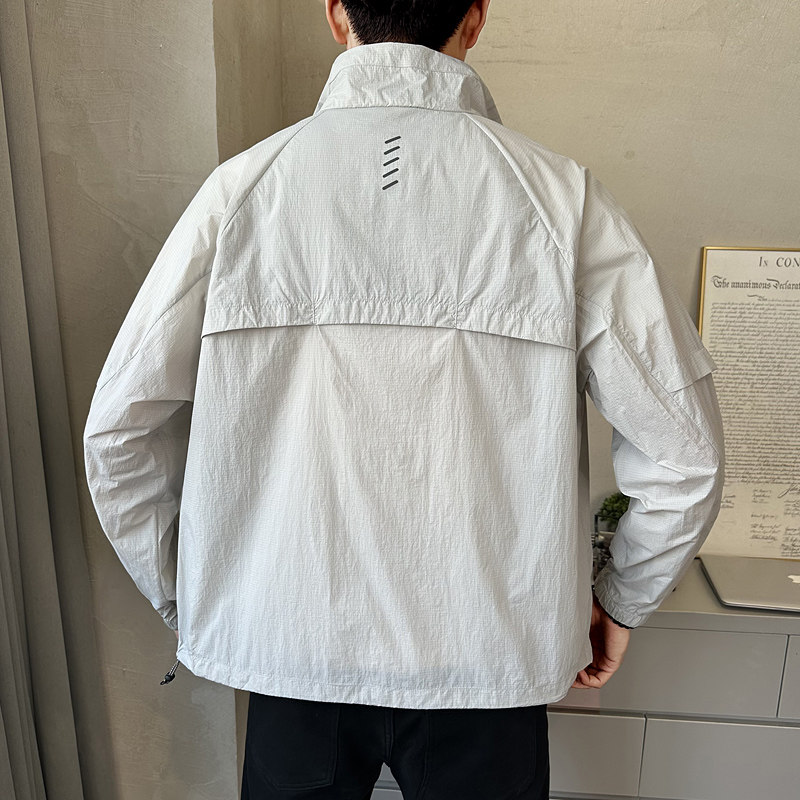 简约设计拼接拉链纯色防晒衣薄款夹克外套FS2551-P95,男装夹克,电商A239
