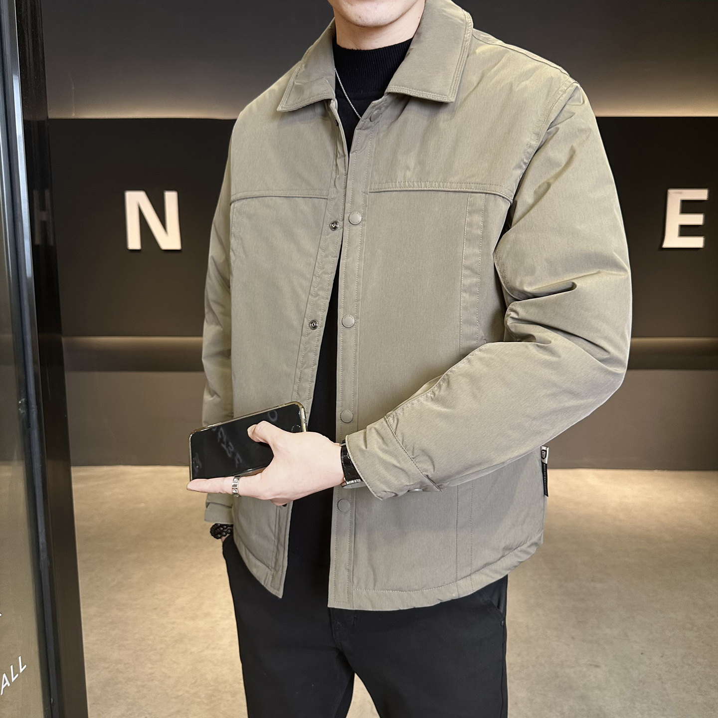 标轻薄羽绒服男休闲风冬季潮流翻领短款外套男士夹克Y176-P170,男装夹克,电商A239