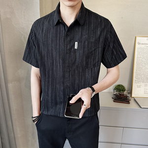 夏季新款男士短袖衬衫时尚百搭休闲衬衣薄款上衣C558-P68,aj糖果鸳鸯鞋搭配什么上衣图片