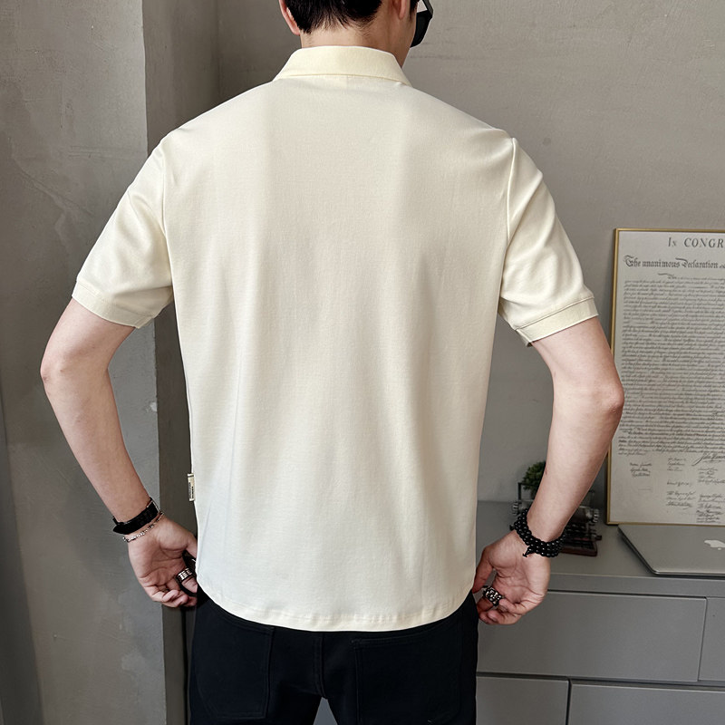 夏季男士条纹拼接Polo衫潮流宽松拼色百搭翻领体恤男PL88550-P65,男装Polo衫,电商A239
