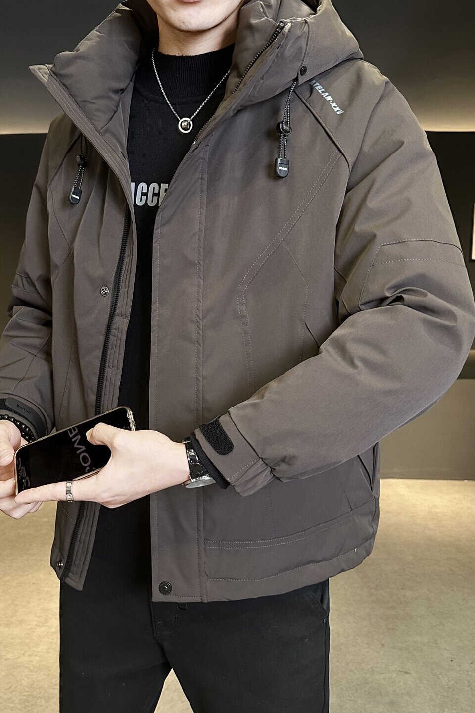 标户外男士连帽羽绒服冬季潮牌高级感防寒服工装外套Y177-P245,男装羽绒服,电商A239