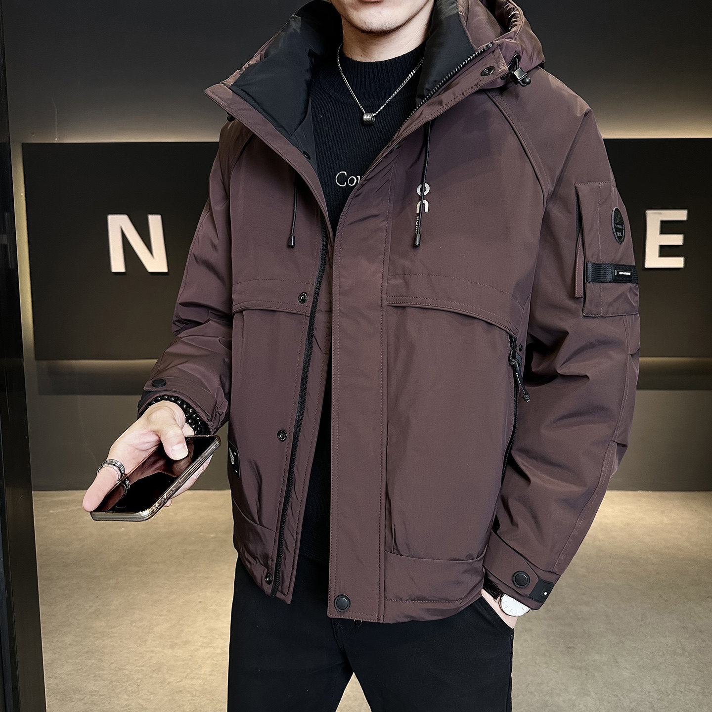 冬季新款工装羽绒服男短款保暖羽绒外套夹克Y2553-P245,男装夹克,电商A239