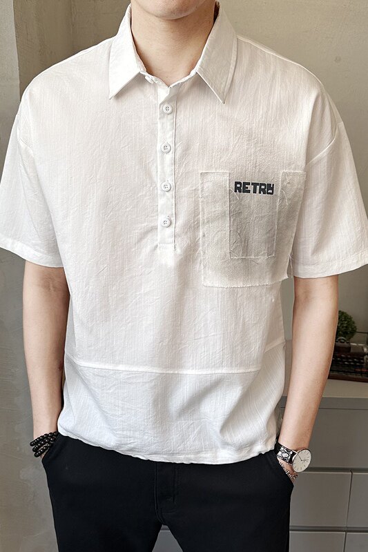 夏季新款男士做旧中袖衬衫时尚百搭休闲衬衣薄款上衣C5270-P58,男装衬衫,电商A239