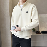 冬季新款加绒加厚休闲立领打底衫宽松套头男士内搭上衣W6862-P90，男装卫衣，电商A239