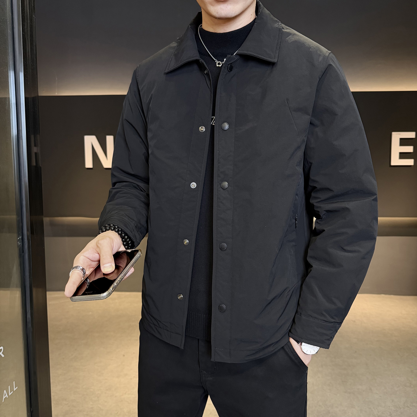 标轻薄羽绒服男休闲风冬季潮流翻领短款外套男士夹克Y190-P175，男装夹克，电商A239