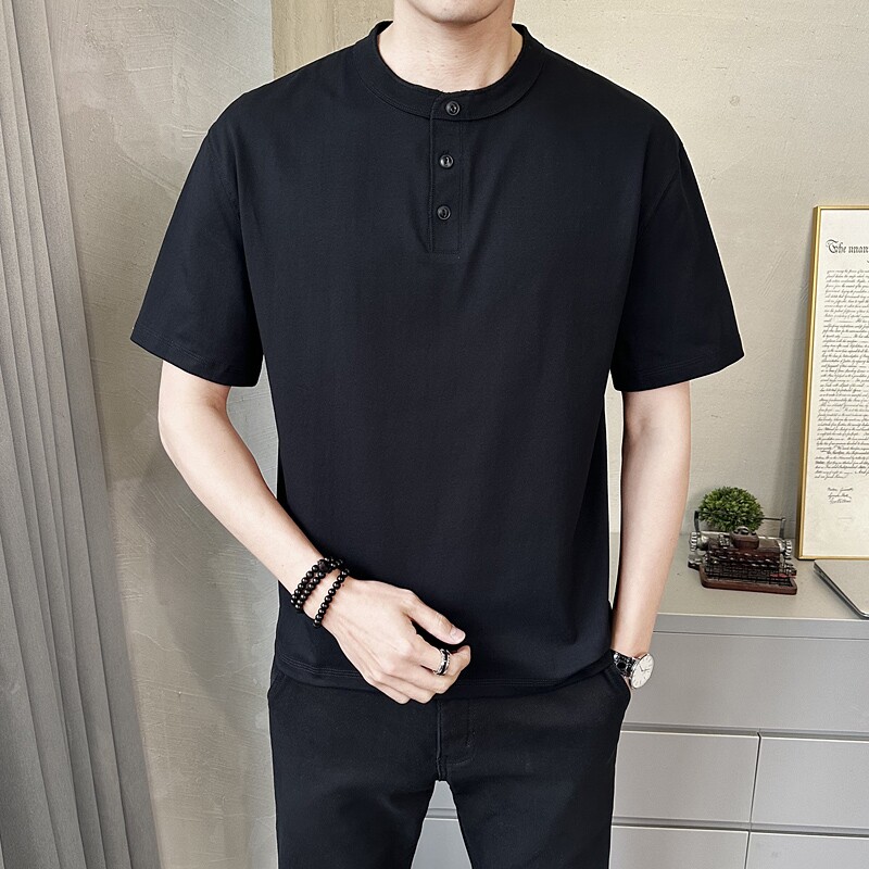 男士棉短袖T恤2025夏季新款圆领韩版宽松设计感上衣服T98001-P58,男装T恤,电商A239