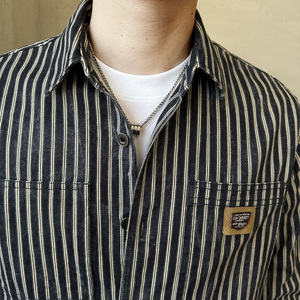 春季新款条纹衬衫男 长袖潮流百搭休闲衬衣C8815-P90图片