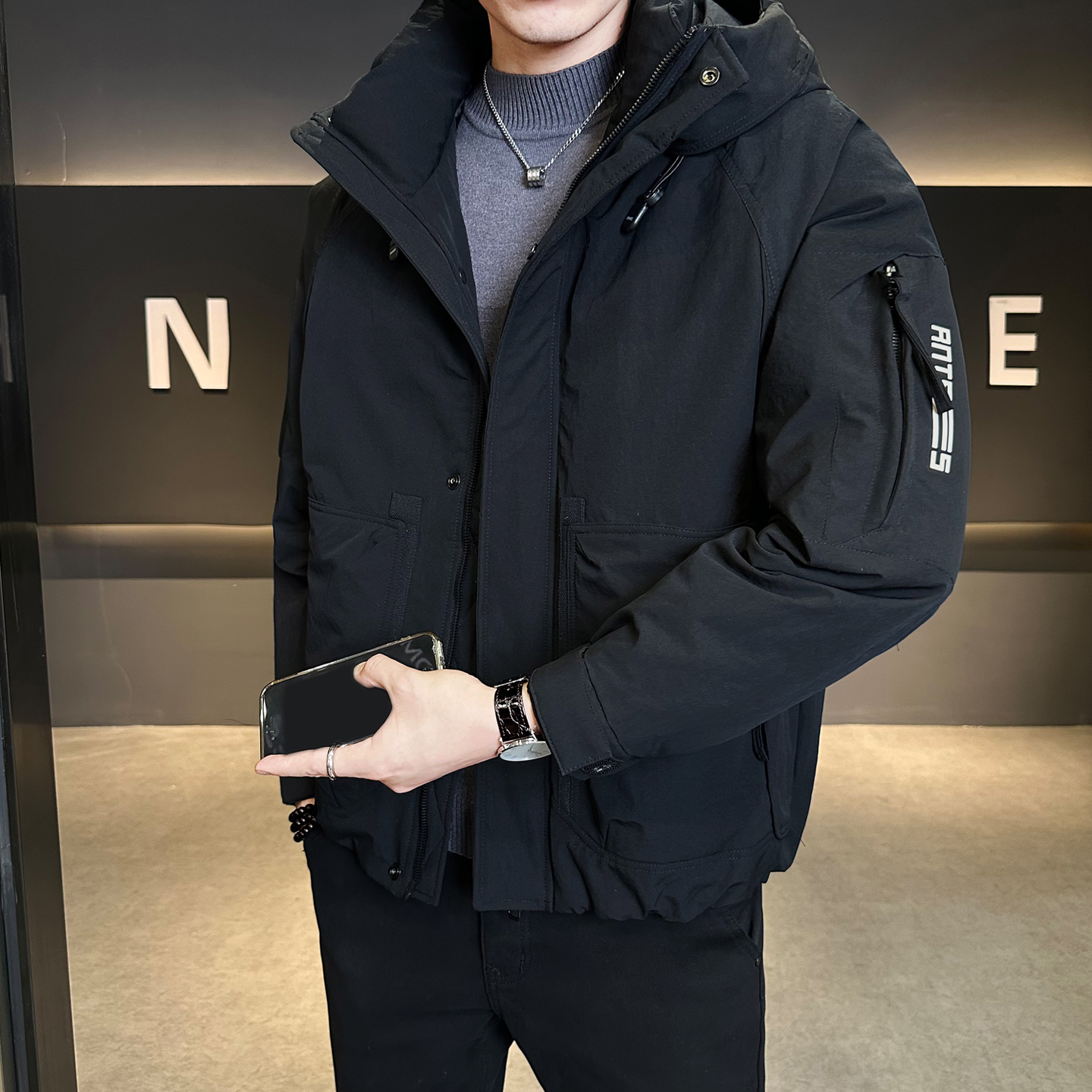 冬季新款工装羽绒服男短款保暖羽绒外套夹克Y9806-P235，男装夹克，电商A239