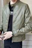 秋季短款皮衣小立领外套男韩版修身机车皮夹克P8637-P145，男装夹克，电商A239