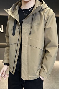 秋季潮牌连帽工装夹克冲锋衣外套男潮流帅气休闲上衣服JK77-P120图片