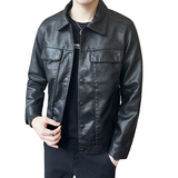 春季短款皮衣翻领外套男韩版修身机车皮夹克P6640-P145，男装夹克，电商A239