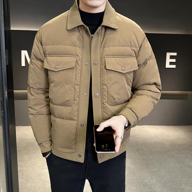 羽绒服男冬季潮流翻领短款外套男士衬衫款羽绒外衣Y6685-P170,男装羽绒服,电商A239
