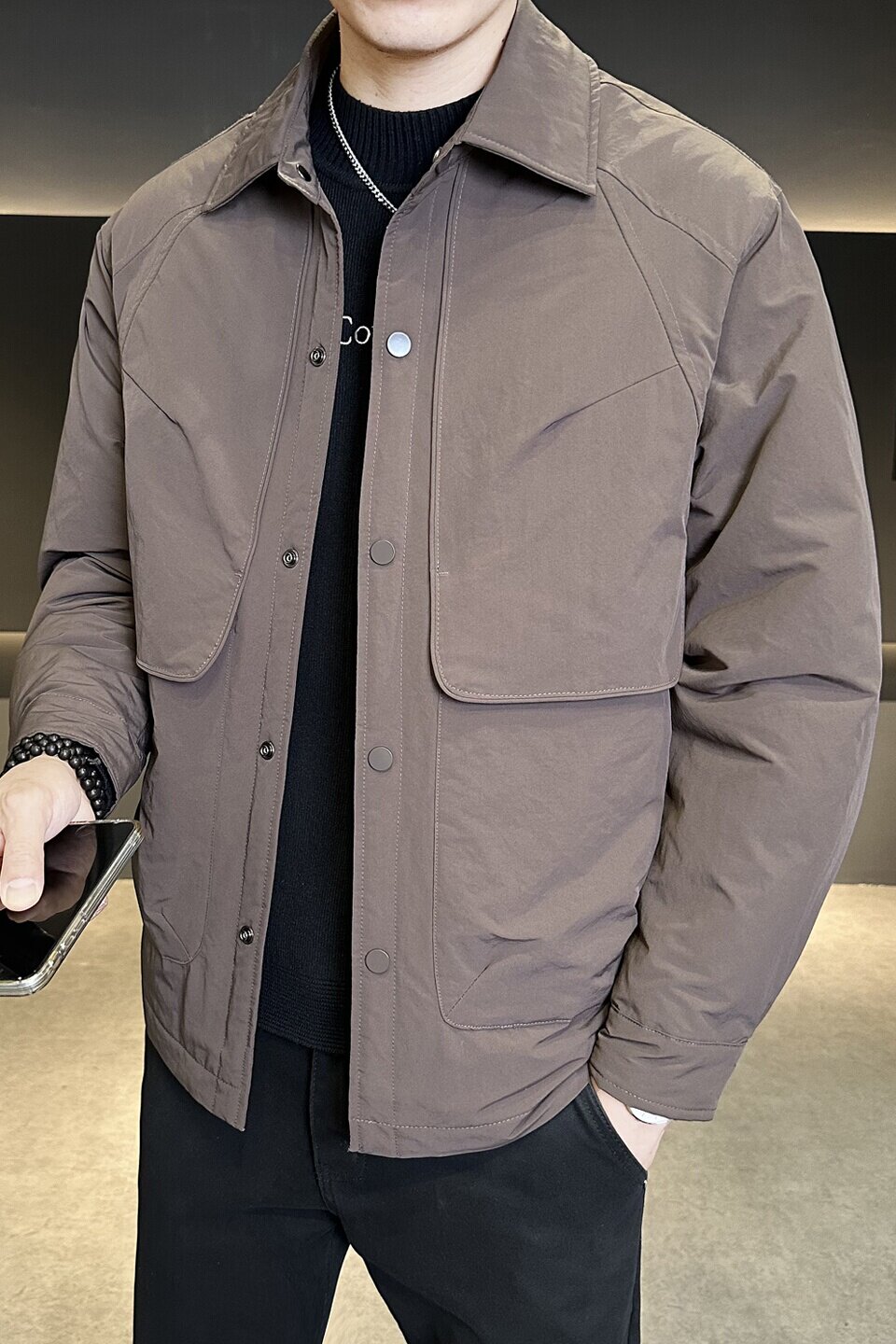 标轻薄羽绒服男冬季潮流翻领短款巴恩风外套男士夹克Y173-P165,男装羽绒服,电商A239