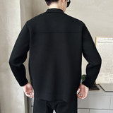 2026春季韩系潮男黑色翻领针织开衫修身夹克外套K7711-P130，男装夹克，电商A239