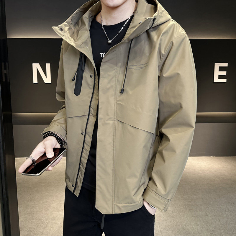 秋季潮牌连帽工装夹克冲锋衣外套男潮流帅气休闲上衣服JK77-P120,男装夹克,电商A239
