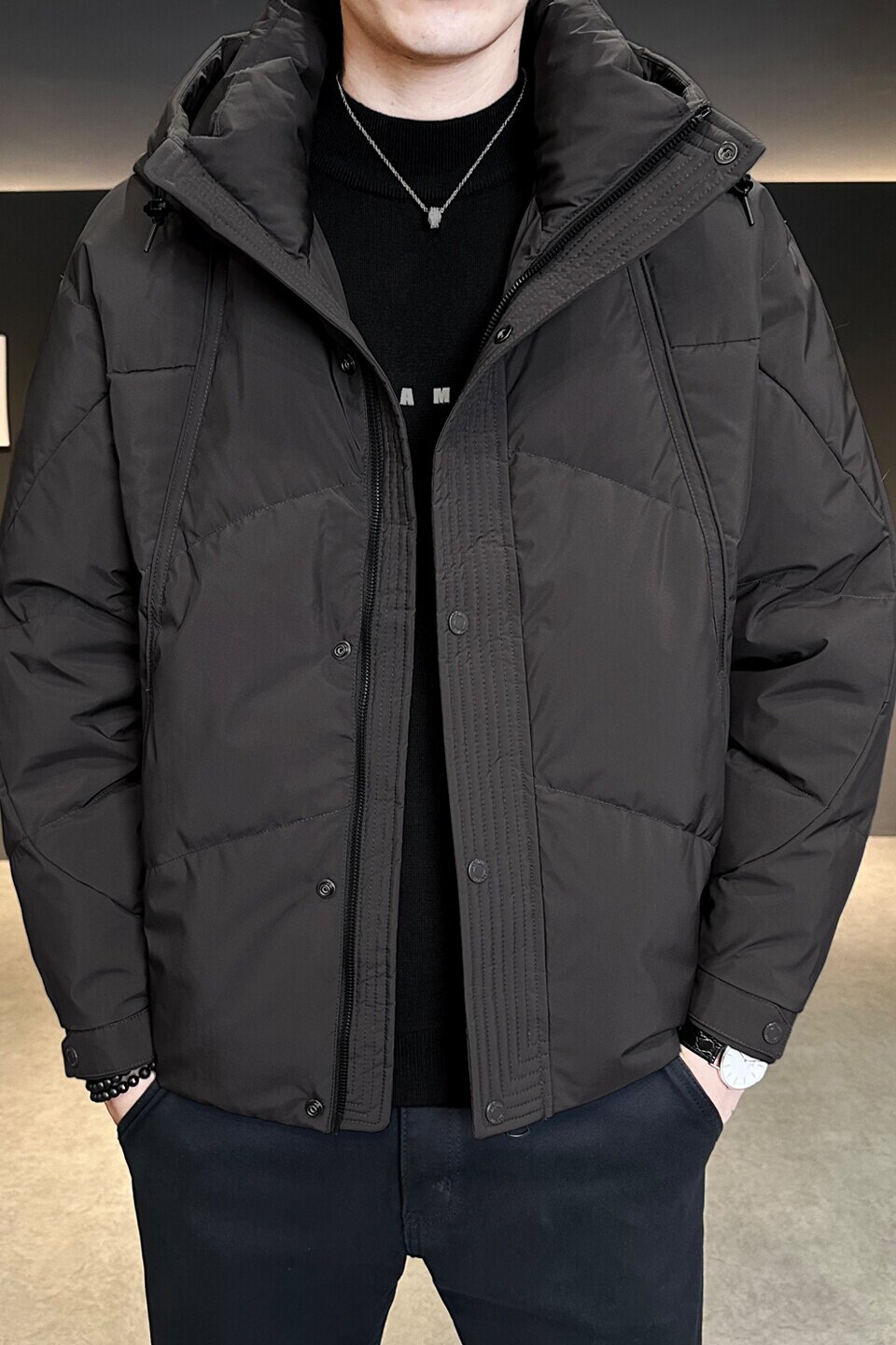 冬季店主风新款连帽标羽绒服男短款保暖羽绒外套Y172-P210,男装羽绒服,电商A239