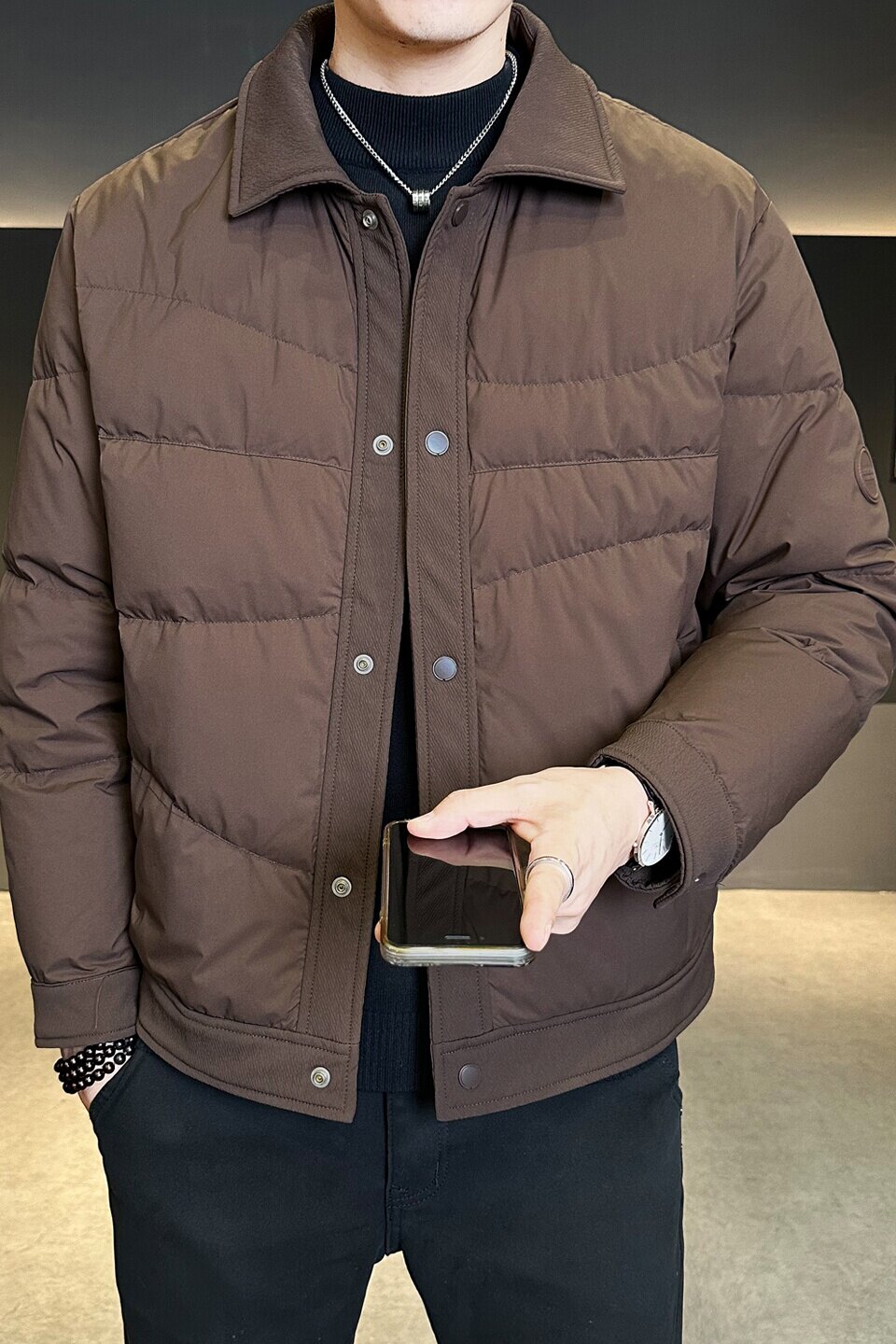 标轻薄羽绒服男工装风冬季潮流翻领短款外套男士夹克Y809-P165,男装羽绒服,电商A239