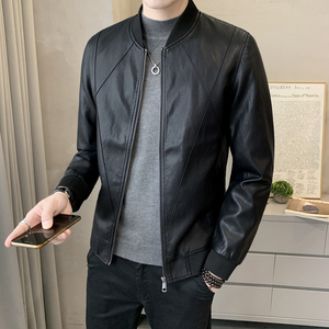 秋季短款皮衣 棒球服外套 男韩版修身机车皮夹克 P719-P130，男装夹克，电商A239
