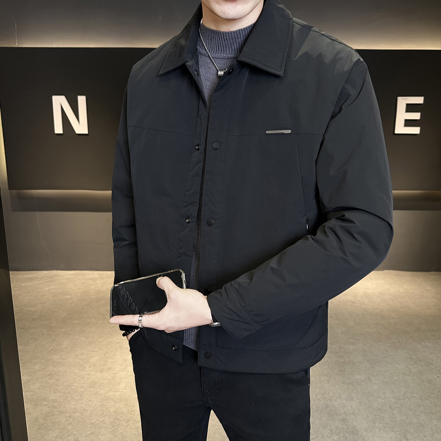 标轻薄羽绒服男冬季潮流翻领短款外套男士夹克Y5533-P165图片
