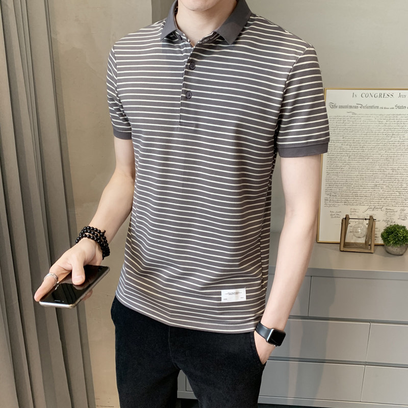 夏季男士休闲条纹纯色Polo衫男短袖T恤衫PL3201-P58,男装Polo衫,电商A239