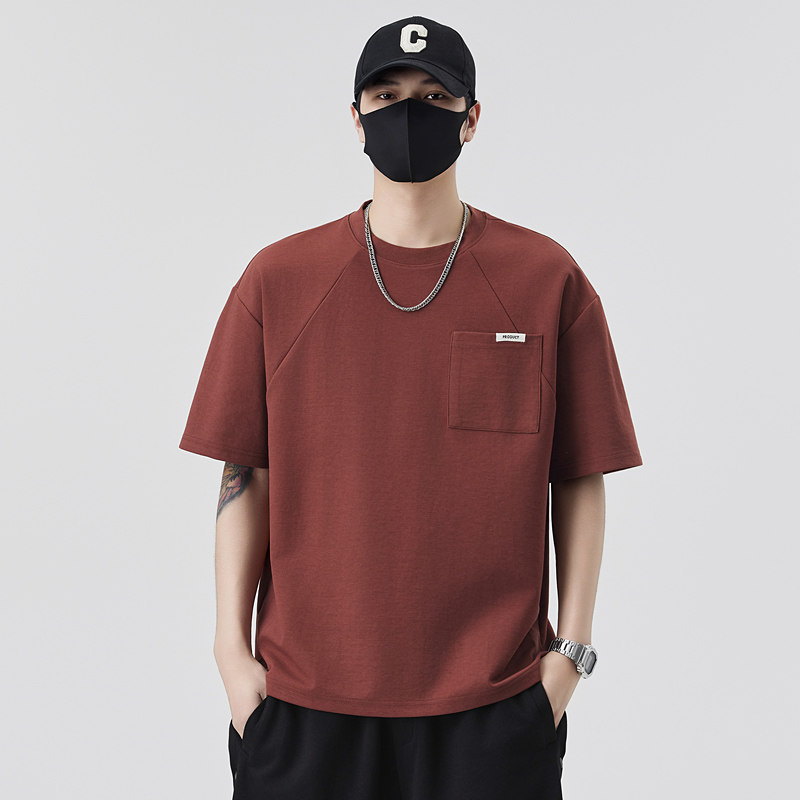 男士短袖T恤夏季时尚百搭休闲圆领半袖上衣拼口袋T8785-P55控95,男装T恤,电商A239