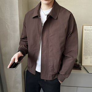 春季翻领纯色休闲夹克外套男韩版潮流百搭上衣外套JK6505-P125