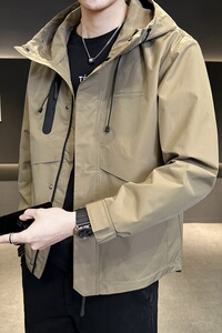秋季潮牌连帽工装夹克冲锋衣外套男潮流帅气休闲上衣服JK77-P120图片