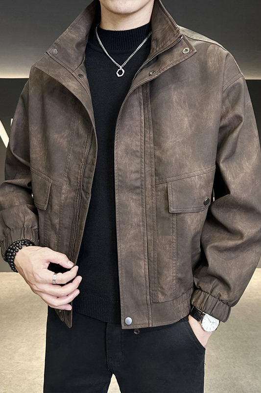 秋季立领皮衣夹克男时尚潮流外套青年帅气机车服上衣P1118-P155,男装夹克,电商A239