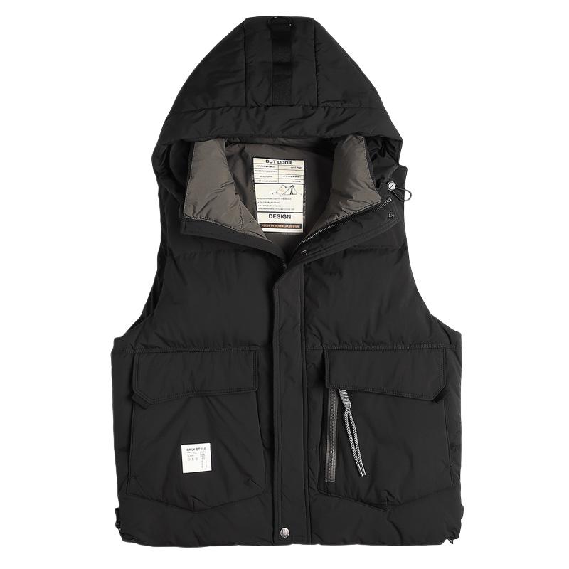 Tim短款连帽羽绒马甲男休闲日系面包服保暖马夹背心M8082-P130,男装背心/马甲,电商A239