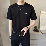 夏季新款男简约刺绣圆领短袖T韩版简约百搭修身半袖t恤T89072-P48，男装T恤，电商A239