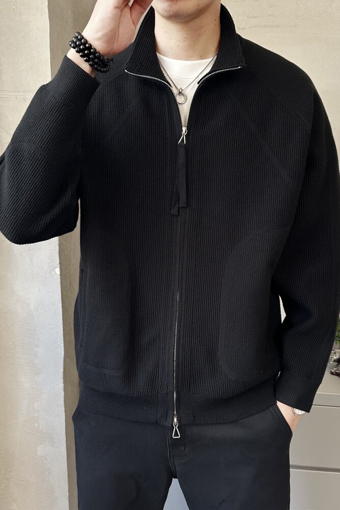 莱赛尔立领毛衣开衫男士秋季休闲短款毛衣外套K7719-P130,男装针织衫/毛衣,电商A239