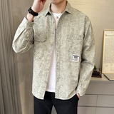 春季衬衫式外套男士脏脏灰翻领休闲宽松日系工装长袖C1824-P88，男装衬衫，电商A239