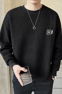 冬季新款潮流长袖圆领加绒加厚棉卫衣 韩版微阔打底T恤W657-P80图片
